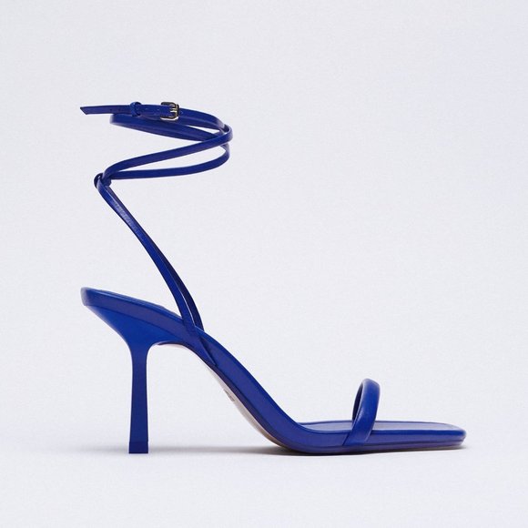 Zara Leather Lace Up Heeled Strappy Sandals High Heel Stiletto Sexy 90s Y2K - 9 - Picture 2 of 13